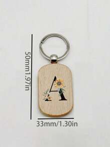 Daisy Flower Letter A-Z Pattern Wooden Keychain, First Letter Wooden Pendant, Creative Small Gift That Can Be Carved, Bag Pendant, Wooden Label, Keychain, Ring, Carved Blank Wooden Board, Diy Accessory, Single-Sided Printing - Apricot - View 9