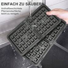 SUPERLEX 3-in-1 Sandwichmaker, Waffeleisen, Kontaktgrill, Spülmaschinengeeignet, Edelstahl, Rutschfeste, Sandwichtoaster für Panini, Waffeln, 900W