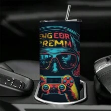 Custom Name 1pc 20oz Add Your Own Text Gamer Themed Stainless Steel Tumbler - Vacuum Insulated Cup With Striking Cartoon Prints