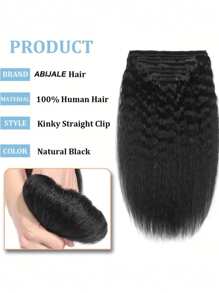 Eulisi Kinky Straight Clip In Hair Extensions Fullness With 1 Pack, 20inch 135g 8pcs Natural Black Seamless Clip In Hair Extensions Human Hair