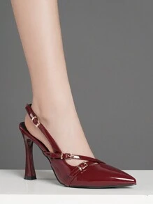 新品春季勃艮第高跟尖头浅口鞋，优雅法式百搭正装鞋，适合派对和婚礼