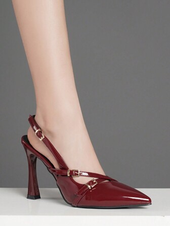 新品春季勃艮第高跟尖头浅口鞋，优雅法式百搭正装鞋，适合派对和婚礼