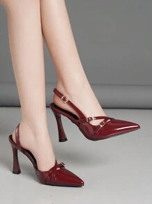 新品春季勃艮第高跟尖头浅口鞋，优雅法式百搭正装鞋，适合派对和婚礼