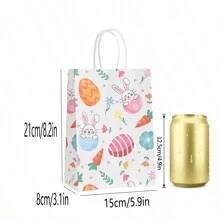8/12/16/24 peças/Conjunto Sacolas de Presente do Coelho da Páscoa 21*15*8cm, Sacolas de Papel Kraft, Decoração Feliz da Páscoa Sacolas de Embalagem de Presente, Sacolas de Lembrancinhas de Festa de Aniversário
