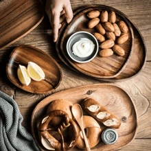 1 Vassoio in legno di acacia per alimenti, spuntino, bevande, sushi, bistecca, pizza, dessert, torte e pane. Utilizzato come vassoio per colazione, vassoio per il caffè, vassoio per il tè, forniture per la cucina di casa, cucina, regali per il rientro a scuola - Giallo - Visualizzare 3