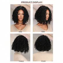 13*4*1 Inch Pre-Plucked Lace Front Curly Wig, 16 Inch, Synthetic Fiber Hair Suitable For Women, Heat Resistant And Soft
