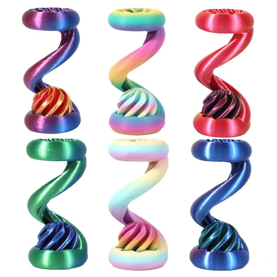 1 pieza Juguete de descompresión de espiral impreso en 3D, decoración de degradado de color, decoración de rotación de varios ángulos, adecuado para escritorio de oficina, alivio del estrés, decoración de escritorio, decoración del hogar, regalo pequeño y hermoso, regalo de cumpleaños, regalo del Día de San Valentín