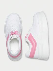 Women's Platform High Heel Fashion Sneakers – Lightweight, Stylish, And Classic Lace-Up Casual Walking Shoes - 粉色 - 查看 7