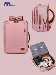 Balo du lịch cỡ lớn có thể mở rộng, hành lý xách tay, ba lô du lịch chống nước, túi du lịch cuối tuần, máy tính xách tay mỏng bền, túi đựng máy tính đi học, quà tặng cho nam và nữ, cho các chuyến đi chơi, bền, nhẹ và không thấm nước, ba lô du lịch sức chứa lớn cho nữ, đồ dùng du lịch mùa đông làm quà tặng Giáng sinh - Hồng - Xem 2