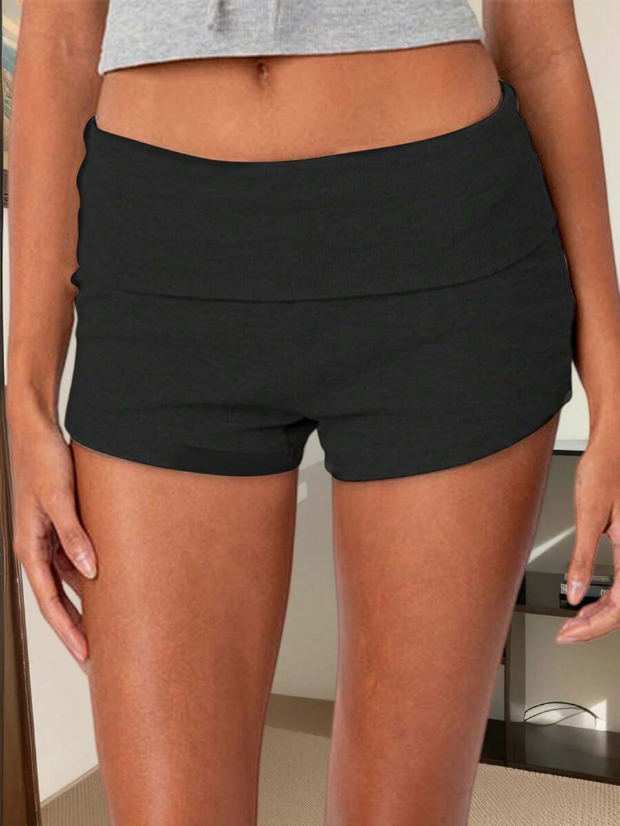 Women's Y2K Pajama Shorts Solid Color/Stripe Low Waist Slim Comfy Sleep Shorts Summer Casual Pajama Bottoms - màu đen - Xem 1