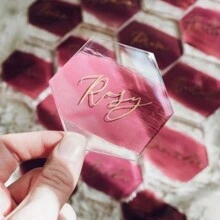 10pcs/20pcs Acrylic Transparent Hexagon Label Cards, Wedding Table Decoration DIY Number Cards, Party Place Cards, Handwritten Cards