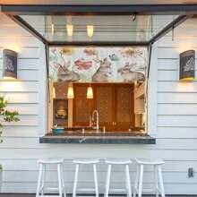 1 件/2 件兔子花卉和蝴蝶印花装饰小窗帘波西米亚风格涤纶纤维杆袋印花窗帘套装 52 英寸 * 18 英寸，26 英寸 * 36 英寸动物主题四季厨房窗帘咖啡店客厅办公室卧室家居装饰窗帘