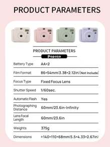 新产品套装组合 Popoto 即时相机照相机适用于 Mini11/12 胶卷、装饰贴纸、布袋、相册和自拍镜头配件生日/户外/派对/婚礼情人节礼物送给女朋友，三种相机颜色可供选择（不包括电池和胶卷） - 粉色 - 查看 11