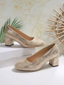 Women's High Heel Shoes, Comfortable Female Shoes, Slip-On Pumps, Nude Color High Heels, Women's Formal Shoes, Women's Shoes, High Heel Shoes, Women's Heels, Shoes, Autumn Shoes - Rose Gold - View 7