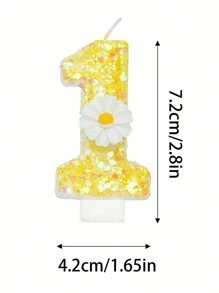 1pc 0-9 Vàng & Trắng Hoa Pha Lê Lấp Lánh Số Nến, Phụ Kiện Nến Bánh Sinh Nhật, Nướng Bánh Ngọt Trang Trí Tiệc Bánh, Giáng Sinh - Vàng - Xem 9