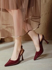 Women's Fashion Open Back Pointed Toe Super High Heel Pumps, Solid Color Slip-On Thin Heeled Dress Shoes, High Quality Plus Size Ladies Party Sandals, Spring/Summer