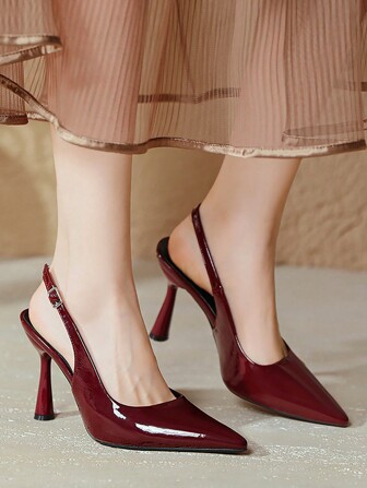 Tacones de aguja de tira al aire para mujer de unicolor, zapatos de vestir de tira finos de talla grande de alta calidad para fiestas, de primavera/verano