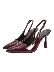 Women's Fashion Open Back Pointed Toe Super High Heel Pumps, Solid Color Slip-On Thin Heeled Dress Shoes, High Quality Plus Size Ladies Party Sandals, Spring/Summer