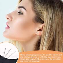 8Pcs/Sets 20G 18G 16G 14G Piercing Taper Insertion Tool, Piercing Changing Needles Threadless Insertion Pin Screw On Assistant Tool For Nose Navel Lip Eyebrow Ear Cartilage Body Piercing Stretching Kit - Steel - View 5