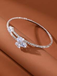 1pc Girls' Fashionable & Elegant Crystal Bracelet - Silver - View 12