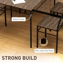 HOMCOM Dining Table And Chairs Set 4, Dining Room Sets, Rectangular Space Saving Table And 4 Chairs For Compact Kitchens, Steel Frame, Oak - Brown - View 6