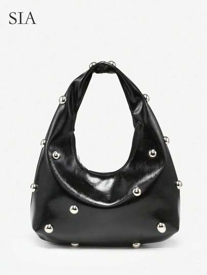 1 pièce Sac de plage de style rétro punk boho avec décor océanique, sac à bandoulière  clouté et ciré de grande capacité, convient pour les sorties, les fêtes et l'usage quotidien