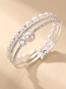 1pc Girls' Fashionable & Elegant Crystal Bracelet - Silver - View 13