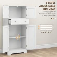 HOMCOM Kitchen Cupboard, Modern Freestanding Kitchen Storage Cabinet With Doors And Shelves, Kitchen Cabinet With Drawer And Adjustable Shelf, White - White - View 6
