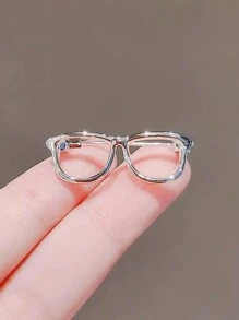 2pcs Creative Personalized Gold And Silver Two Color Glasses Shape Alloy Brooch Badge, Anti-Slip Waist Pin, Mini Trinket