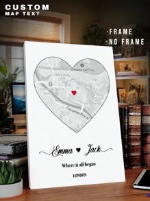 1 件定制地图帆布印刷帆布海报，个性化艺术礼品，带有您的照片的帆布印刷品，适用于卧室、客厅、婚礼、婴儿、宠物、家庭、爱情、情侣、朋友、图片、照片、带框墙壁艺术、圣诞礼物、最好的朋友、家庭礼物、生日礼物、家庭、朋友、儿子、女儿、孩子、周年纪念、生日、乔迁、毕业典礼、厨房、餐厅、卧室、办公室、客厅、家庭、花园、茶室、家居装饰 - 款式1 - 查看 1