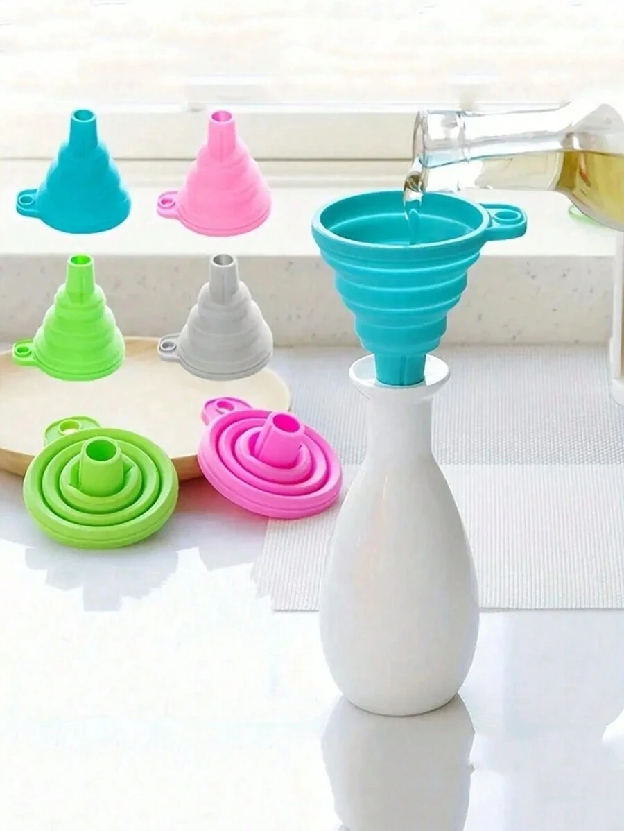Silicone Folding Funnel Mini Collapsible Kitchen Tools, Suitable For Water, Liquid And Oil Essential Small Tool For Apartment And Dorm - Multicolor - View 1