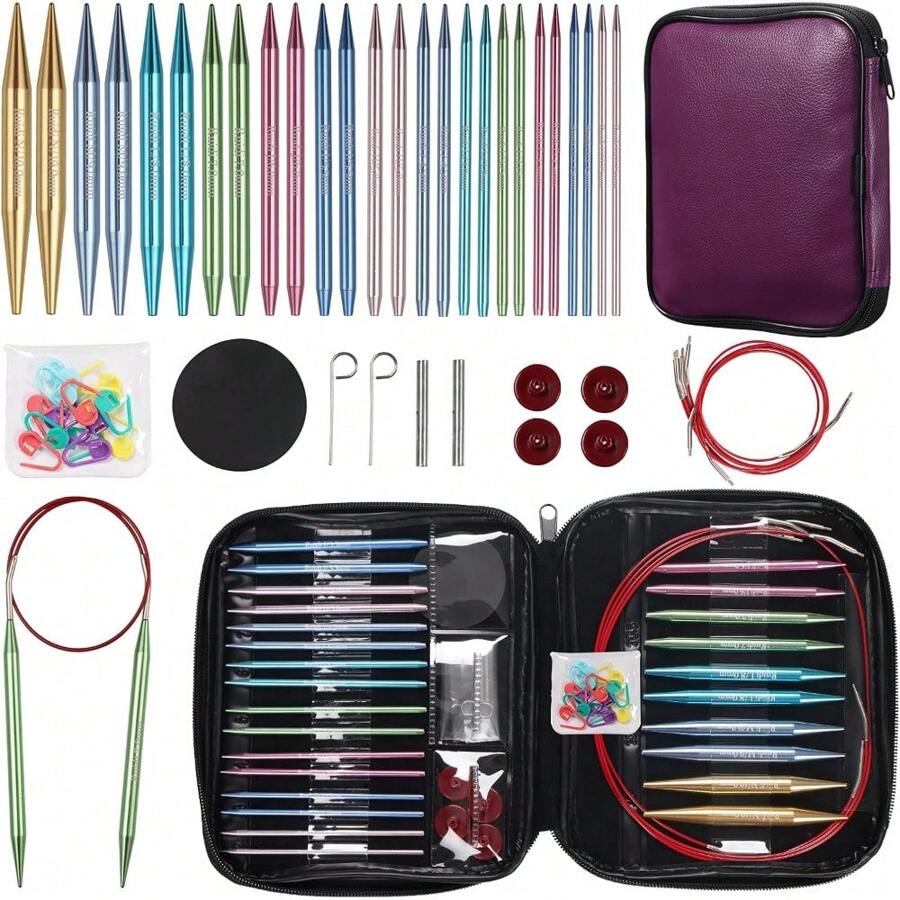 Ruidi 13 Pairs Of Interchangeable Circular Knitting Needles Set - mặc định - Xem 1