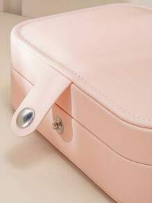 1 pieza Caja de almacenamiento de joyas de cuero PU, caja de almacenamiento de joyas con estilo de botón, caja de colección de joyas, caja de almacenamiento de anillos