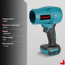 ONEVAN Souffleur Turbo électrique, ventilateur à Jet sans balais, ensemble d'outils de soufflage de poussière portatif pour sèche-voiture violent 200 M/S, 1500 W