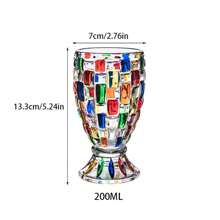 1pc European Retro Painted Glass Cup, Creative Woven Pattern Juice Tumbler/Whiskey Glass - Colorful - View 8