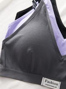 3PCS Ladies Comfortable Wireless Soft Cup Solid Bra Underwear - Nhiều màu - Xem 6