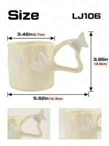 1 Peça Caneca Cerâmica 3D de Borboleta, Adequada para Água, Café, Leite, Xícaras de Chá, Presentes Personalizados, Presentes para Mulheres, Presentes para Mães, Presentes de Aniversário