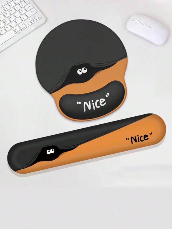 1pc Creative Black Charcoal Wrist Rest Pad Mouse Mat, Non-Slip Wrist Support For Office Laptop Computer Keyboard