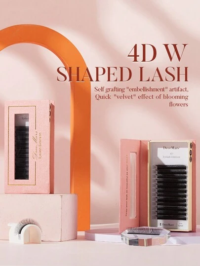 DeceMars Extensiones de pestañas en forma de 4D W, 3 puntas, rizo CDdd, 0.07mm, negro, 12 filas en una bandeja, racimos de pestañas, pestañas individuales, pestañas postizas