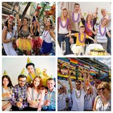 24pcs Bohemian Style Multi-Layer Plastic Acrylic Beaded Necklace, Geometric Circle Pattern, Handmade, Suitable For Festival And Daily Wear, St. Patrick's Day Necklace, Green Mardi Gras St. Patrick's Day Beaded Necklace - Multicolor - View 11