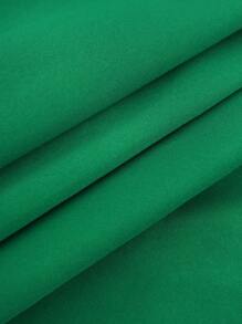 女士夏季薄款纯色休闲 V 领弹力连体裤袖口松紧带优雅度假长裙 - 綠色 - 查看 6