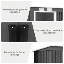 7FT X 4FT Outdoor Storage Shed Large Tool Utility Storage House With Sliding Door - Dark Grey - View 5