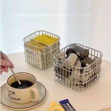 1PC Multi Functional Storage Basket, Drain Basket, Household Kitchen Seasoning, Coffee, Fruit, Vegetable Basket, Desktop Cosmetics Square Storage Basket, Desktop Neat Storage Basket , Makeup Room Decor - Multicolor - View 6