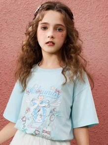 Áo thun/Áo polo trẻ em gái tuổi teen - Màu xanh lam - Xem 10