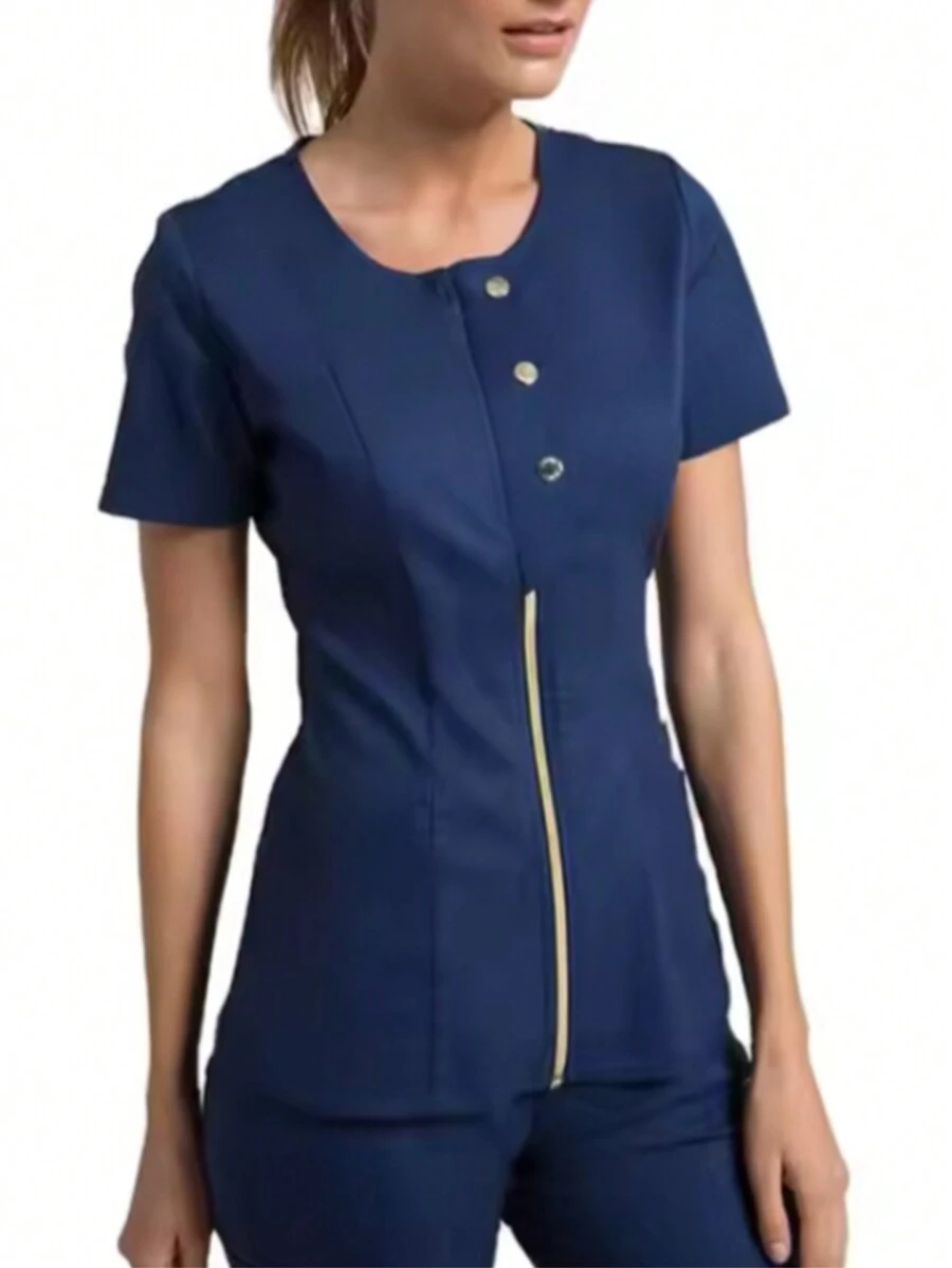 Filipina Medica Quirúrgica. Filipina De Moda Con Cierrre. - Azul Marino - Ver 1