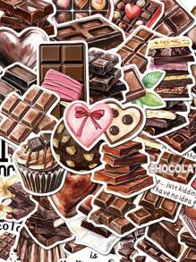 SCXXBSW 50 قطعة ملصقات كرتون شوكولاتة غرافيتي زخرفية للكؤوس المائية والدفاتر والأمتعة، ملصقات مقاومة للماء - متعدد الألوان - مشاهدة 11