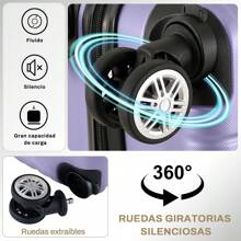 Maleta de viaje rígida de 20 pulgadas para llevar a bordo, equipaje de mano con 4 ruedas y candado integrado, variedad de colores - Morado - Ver 7