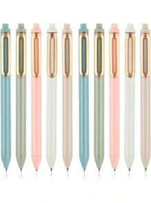 10 Pcs Gel Pens, 0.5mm Retractable Black Ink Fine Point Rolling Ball Gel Pen, Smooth Writing No Bleed For Journaling Note Taking, Home Office Supplies Back To School - Morandi-10pcs - View 1