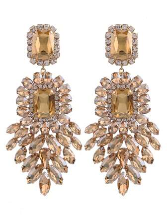 ACEHLN New Arrival Statement Rhinestone Hanging Earrings For Women, Ideal Party Jewelry Accessory, Wholesale Gifts Available