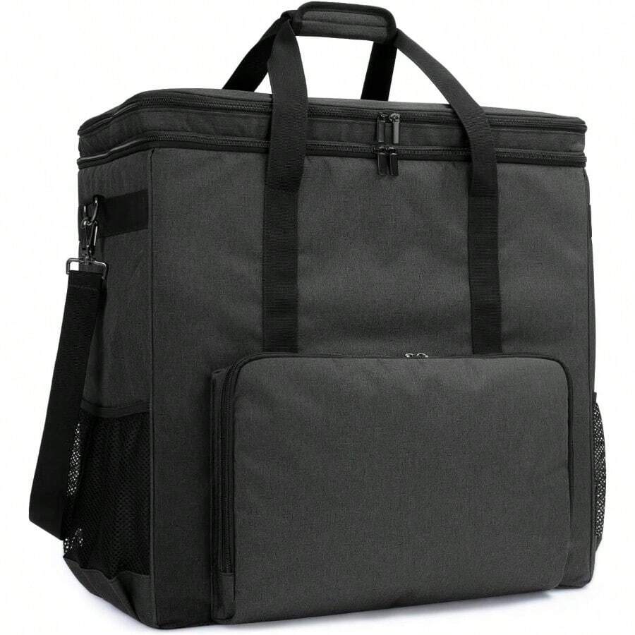 Double-Layer Carrying Case For Computer Tower, Desktop Computer Travel Storage Tote Bag For PC Chassis, Keyboard, Cable And Mouse, Headphone, Bag Only, Black - 1 - View 1